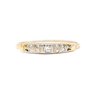 Vintage 10k Two Tone Petite Diamond Ring